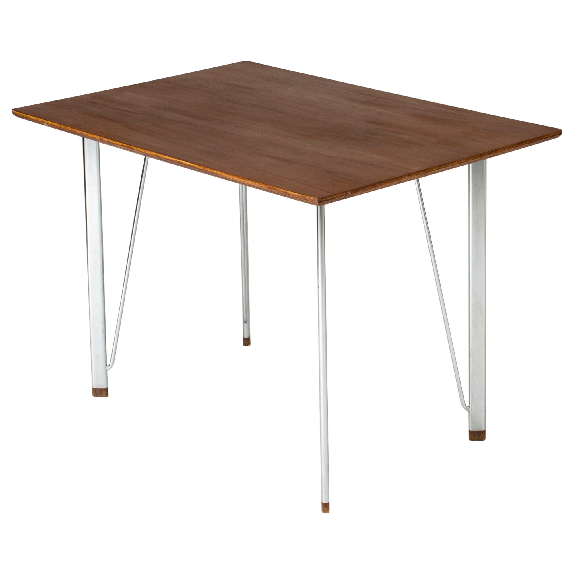 Steel and Teak Desk by Arne Jacobsen for Fritz Hansen. Denmark, 1960s For Sale