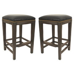 Vintage Contemporary Post-War Leather Bar Stools
