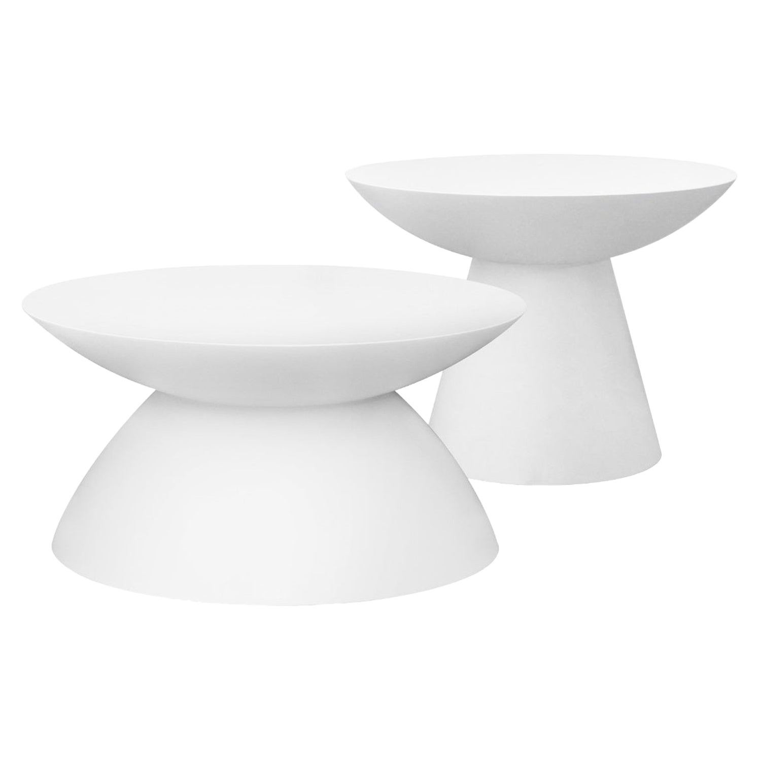 In/Out Coffee Table Set of 2 Pieces Lacquered in White For Sale