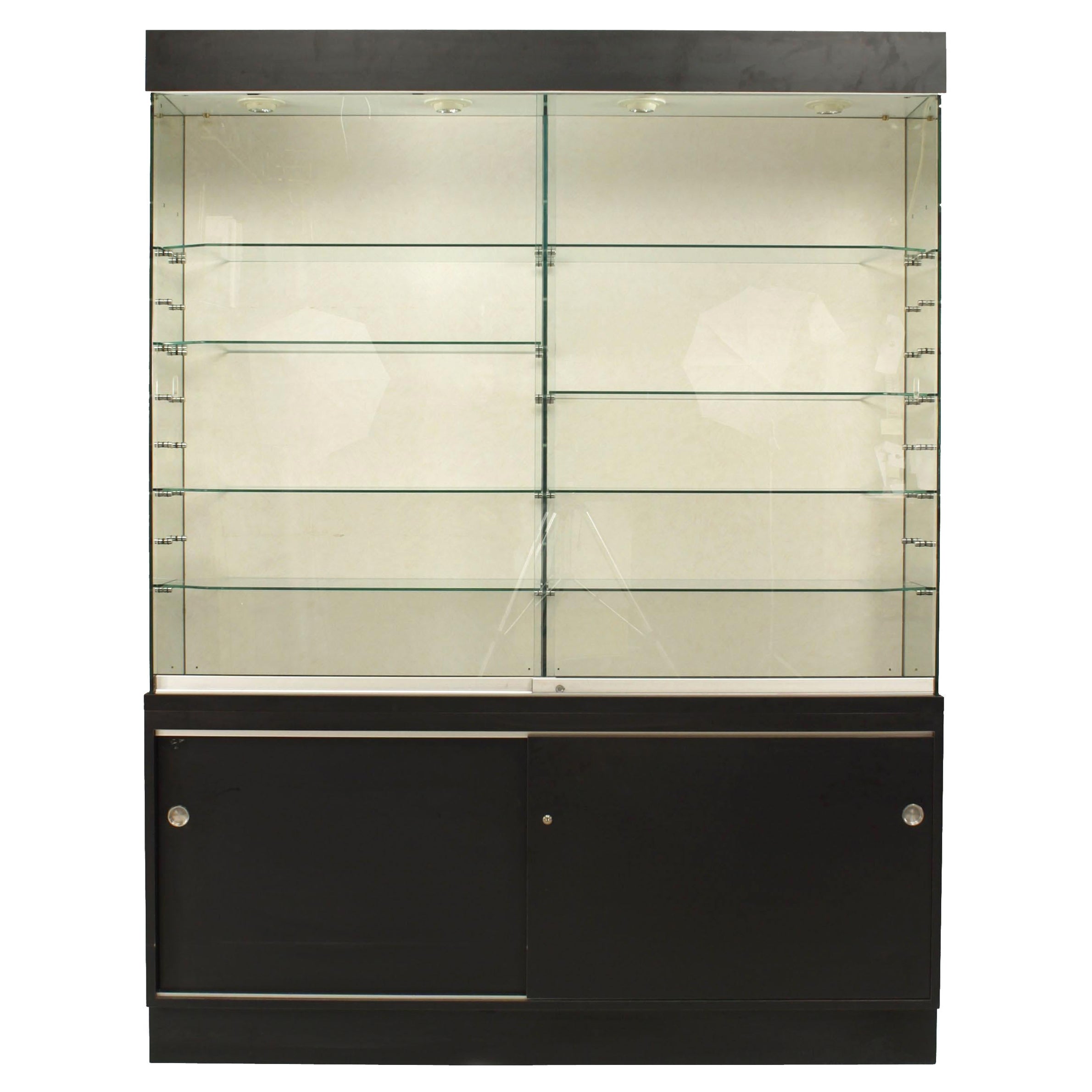 Modern Steel and Glass Showcase Cabinet For Sale