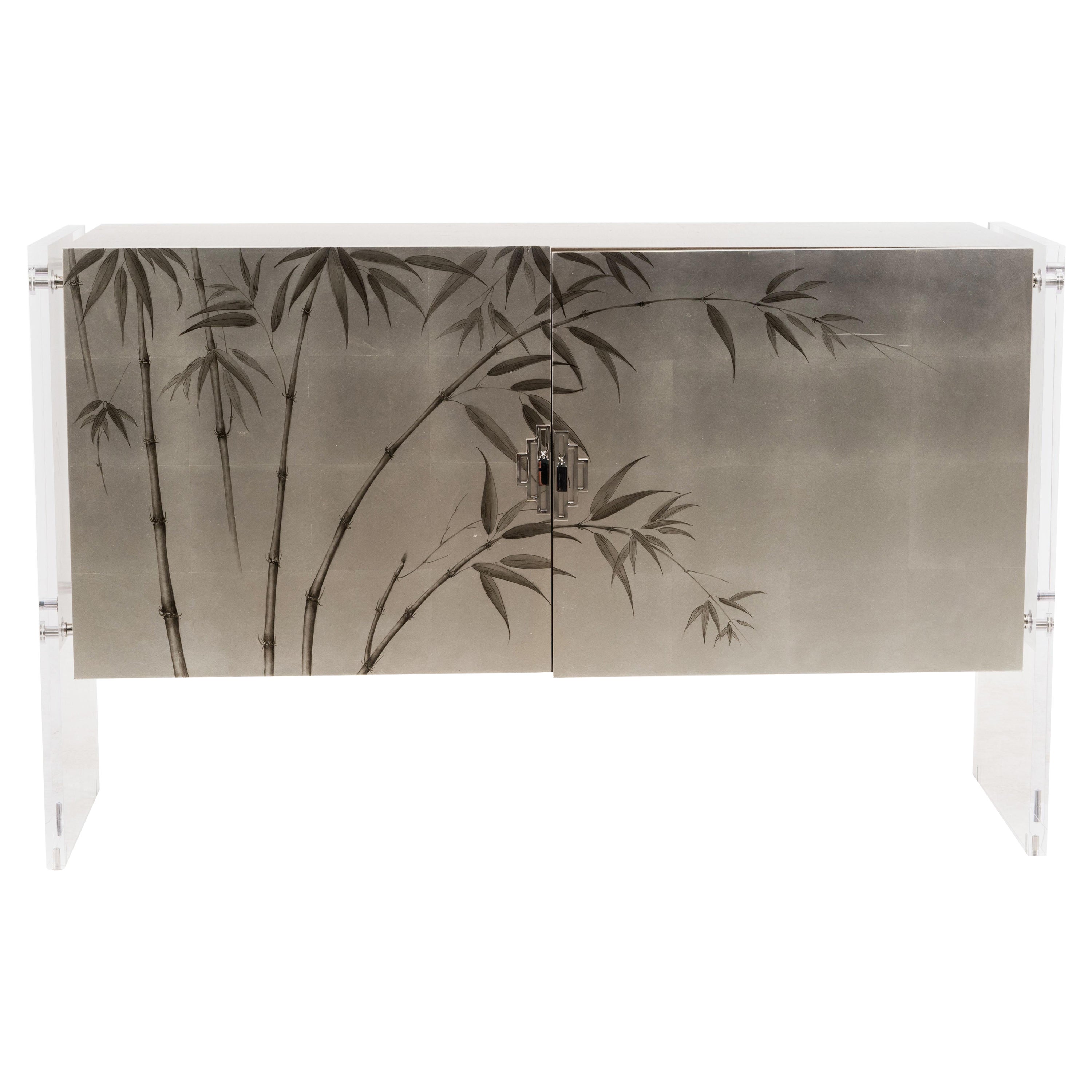 Contemporary Silver Painted Commode For Sale