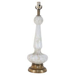 Murano Italian Mid-Century Venetian Style White and Gold Glass Table Lamp