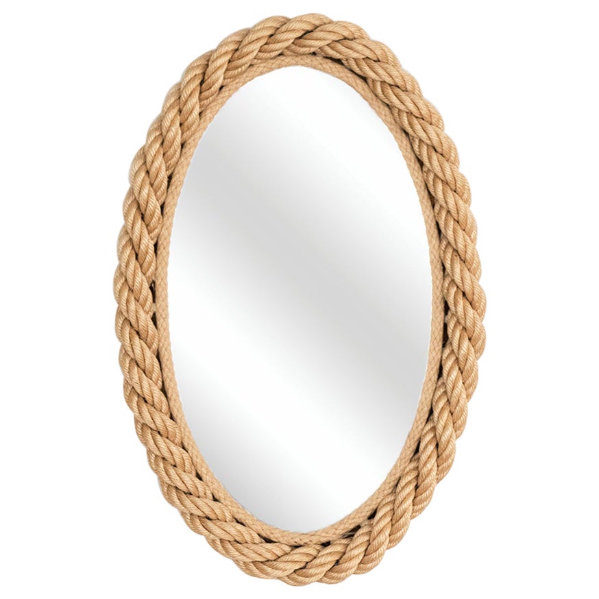 French Rope Oval Mirror by Audoux-Minet