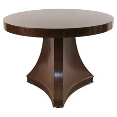 Contemporary Round Pedestal Base Dark Wood Center Table