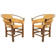 Pair of Rustic Hickory Bentwood Armchairs