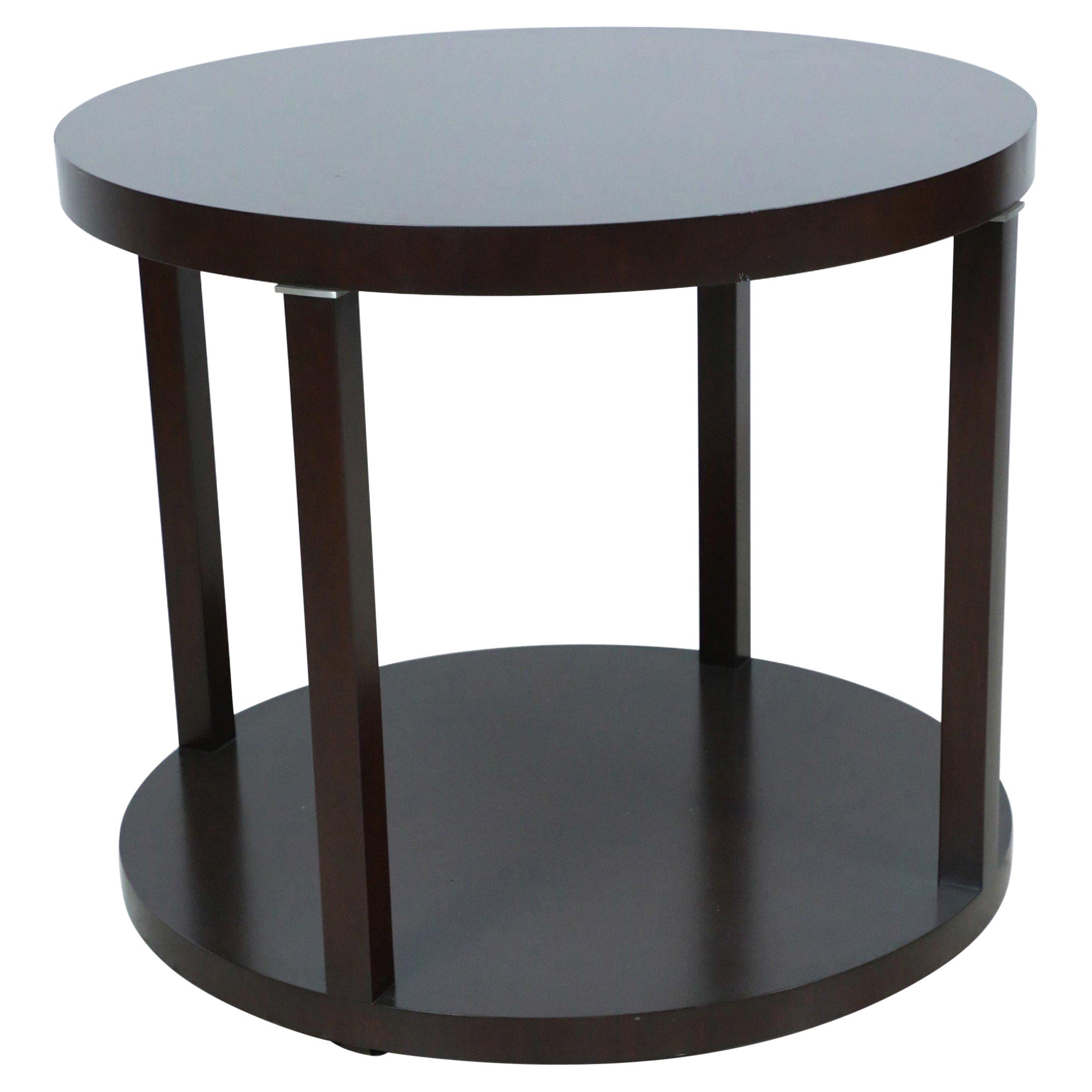 Modern Round Mahogany Center Table with Platform Base For Sale