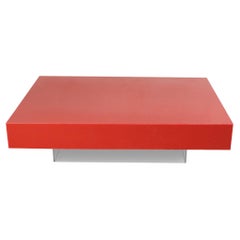 Contemporary Modernist Red Lacquer and Lucite Low Coffee Table