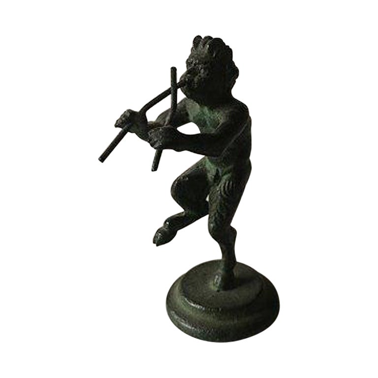Bronce Figurine of a Pan Playing Flutes For Sale