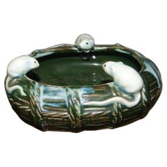 Antique Ceramic Bowl with 3 Mice