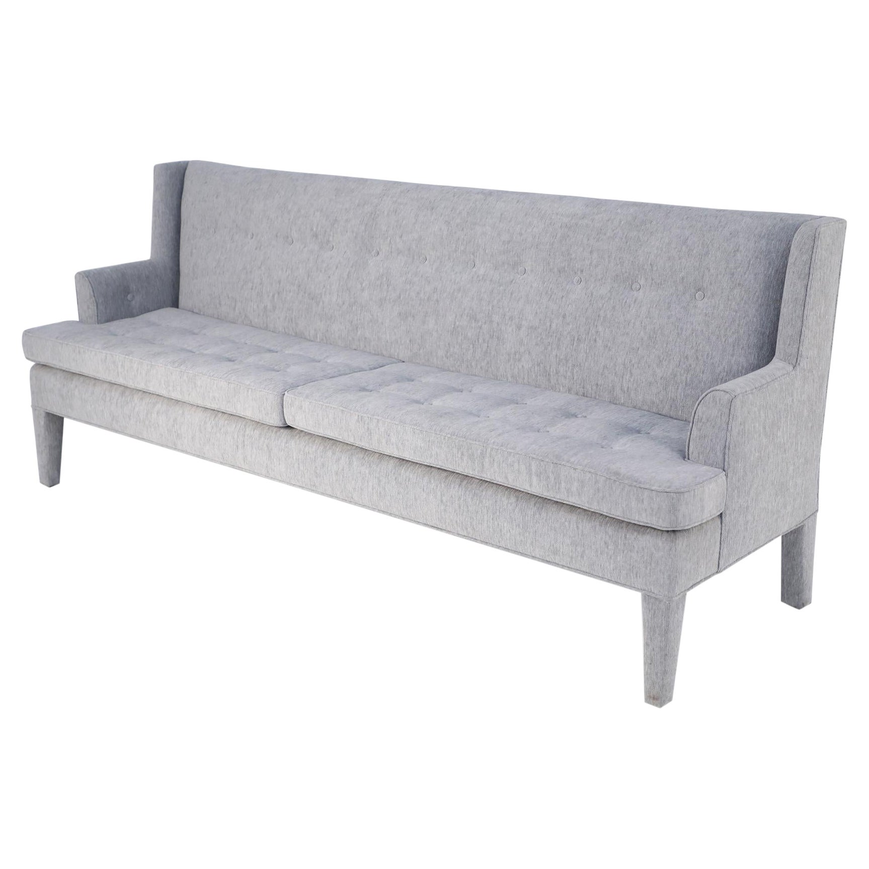 Mid-Century Style Gray Wool Upholstered Banquette Sofa