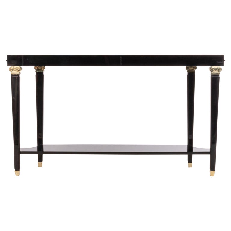 Customizable French MidCentury Style Black Lacquer Console Table For