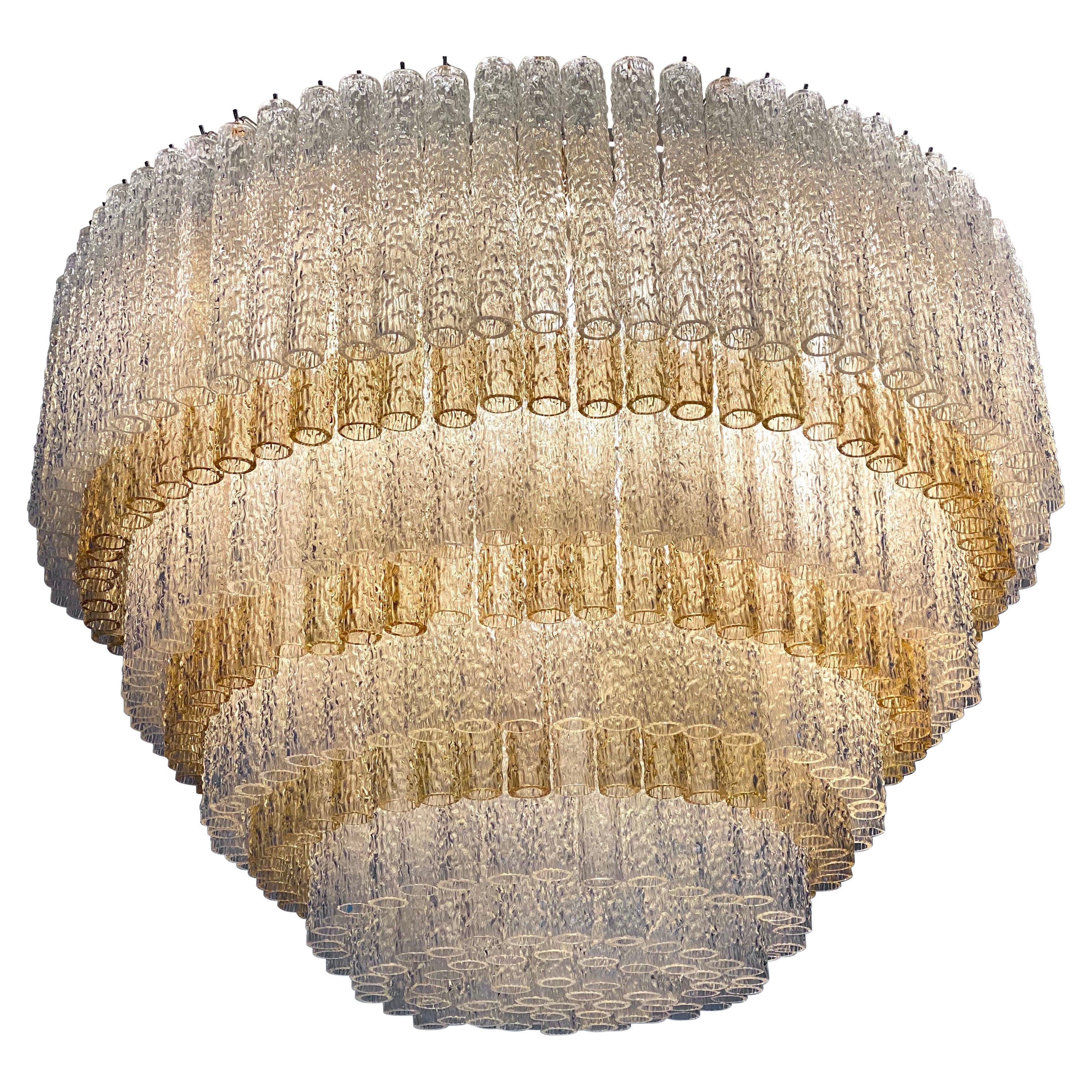 Monumental Murano Glass Chandelier Designed by Gino Poli for Aureliano Toso For Sale