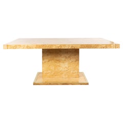 Used Mid-Century Modern Burl Wood Dining Table with Leaves