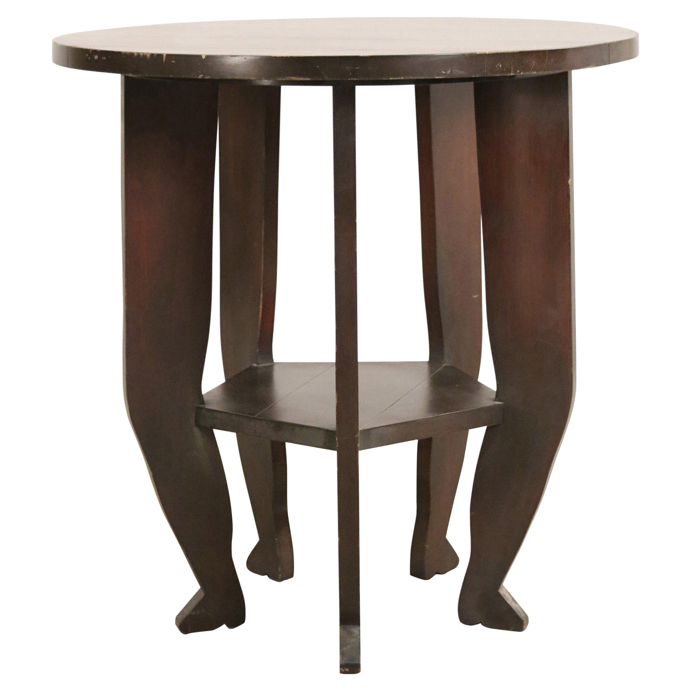 Contemporary Brown Painted Large Circular 5-Leg End Table For Sale