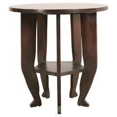 Vintage Contemporary Brown Painted Large Circular 5-Leg End Table