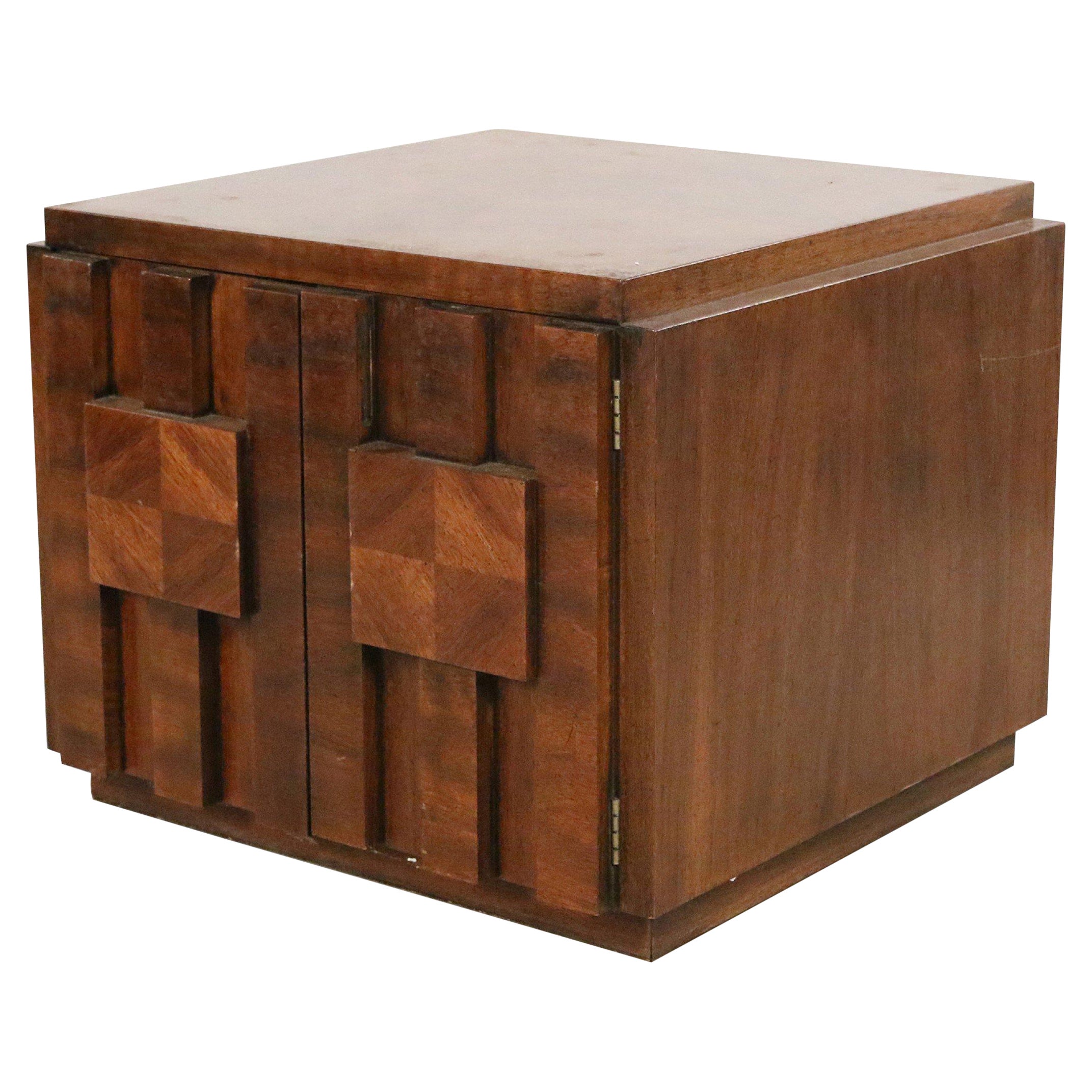 Mid-Century Lane Walnut Square Side Table Cabinet For Sale