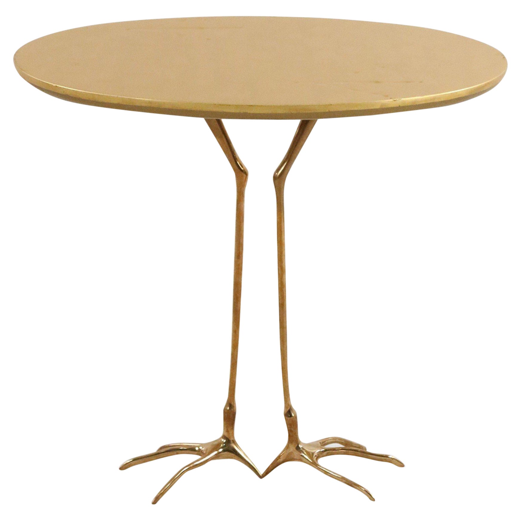 Meret Oppenheim Mid-Century Gilt Metal Bird Foot End Table For Sale
