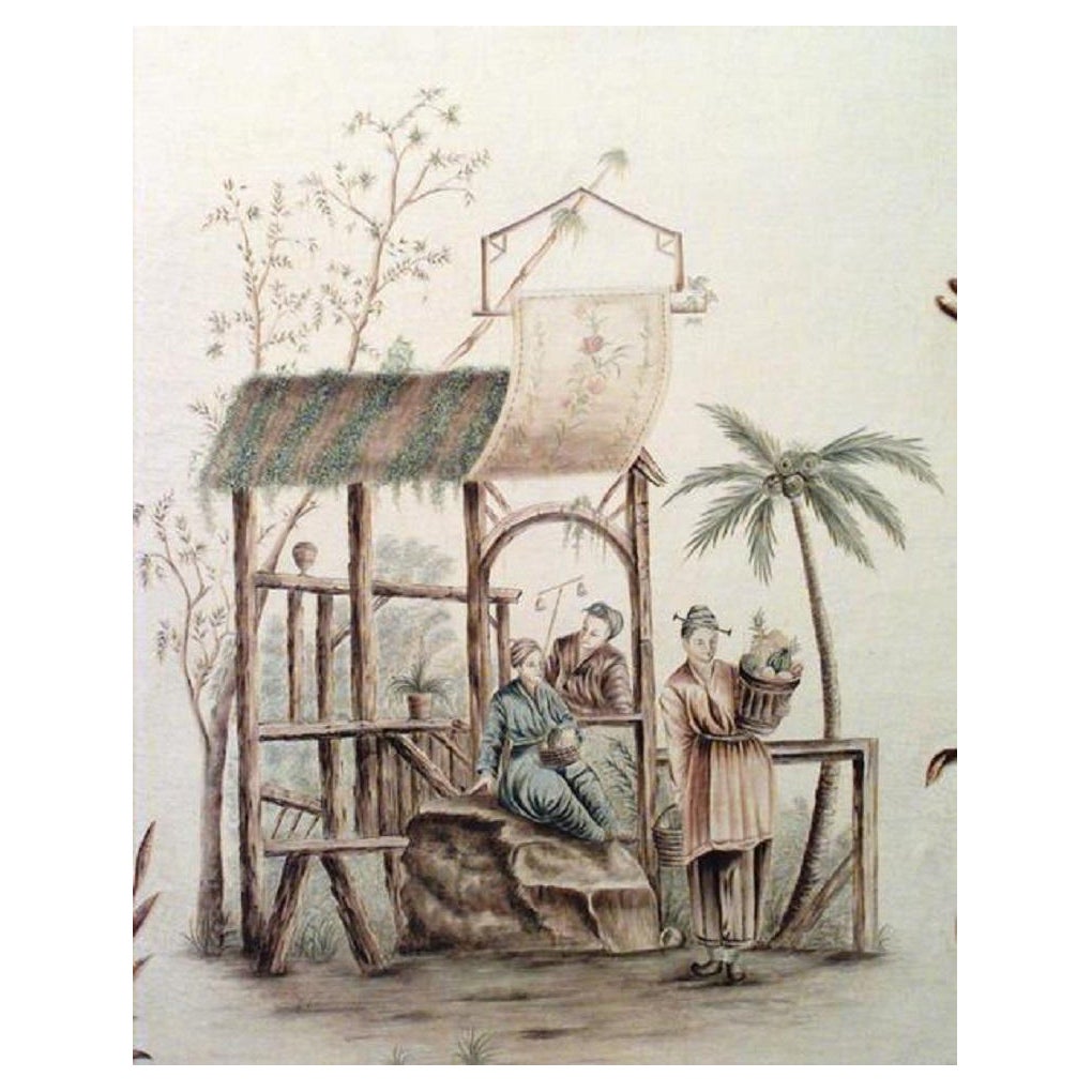 Louis XV. Öl Celadon Chinoiserie Genre-Szenen, Louis XV.-Ölgemälde im Angebot