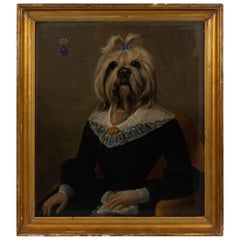 French Victorian Yorkshire Terrier Lady Portrait
