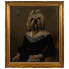 French Victorian Yorkshire Terrier Lady Portrait