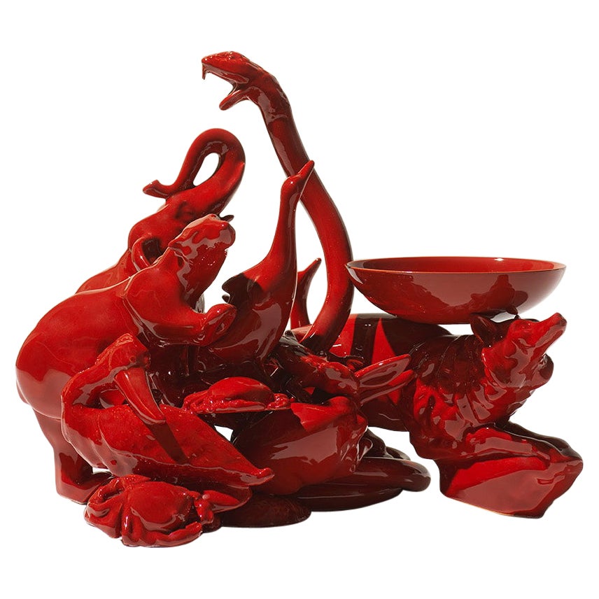 21e siècle Italie Sculpture de renard rouge en céramique du designer A. Anastasio pour Gatti