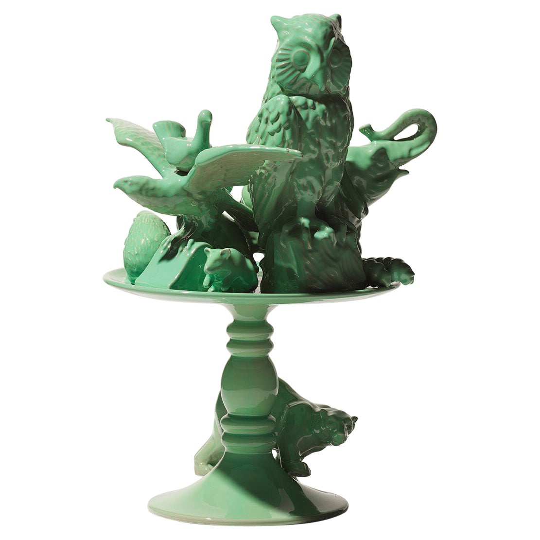 21st Century Italy.  Green Bear Sculpture Ceramica Gatti, designer A. Anastasio