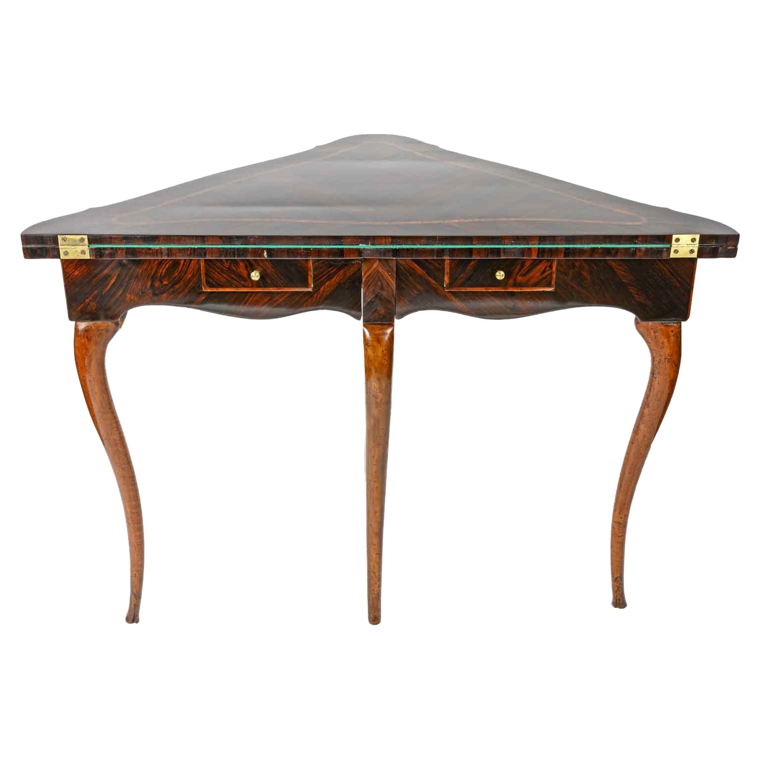 Italian 18th Century Louis XIV Corner Fold Over Game Table Genoese For Sale