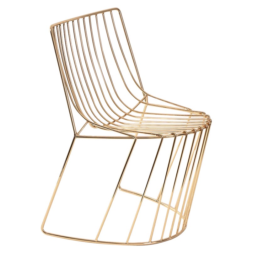 Amarone Aureo Contemporary Light Gold Shiny Chair Made in Italy by LapiegaWD For Sale