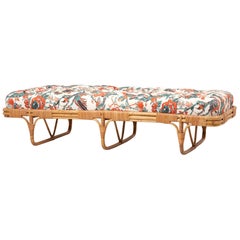 Vintage 1950s Basket Daybed in a Josef Frank Style Fabric