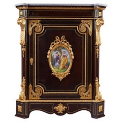 Delicate Porcelain Ormolu and Ebony Cabinet, Napoleon III