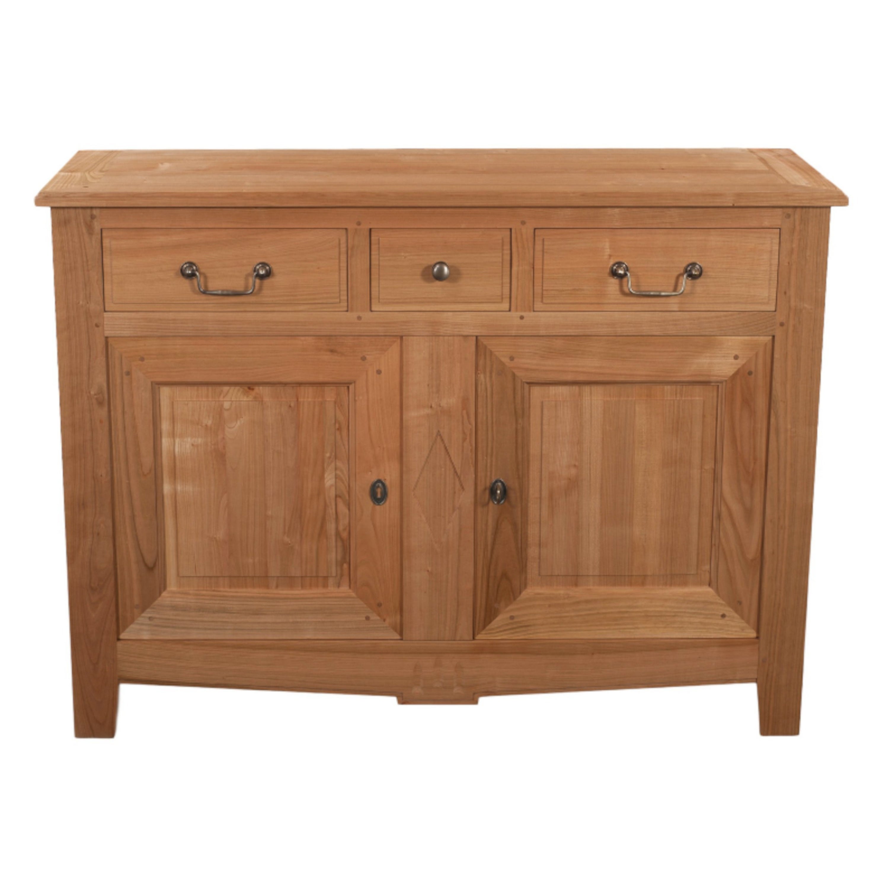 Small Cherry Buffet, Natural Finish, 2 Doors, 3 Drawers For Sale