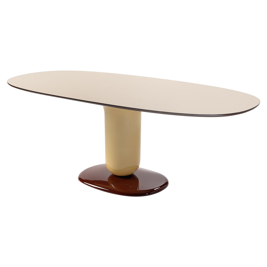 Dining Table Chesnut brown and Biege Gloss Lacquered Fibreglass by Jaime Hayon