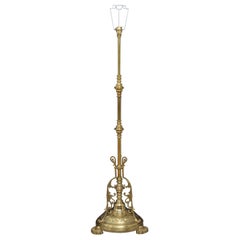 Antique Late Victorian Brass Floor Lamp