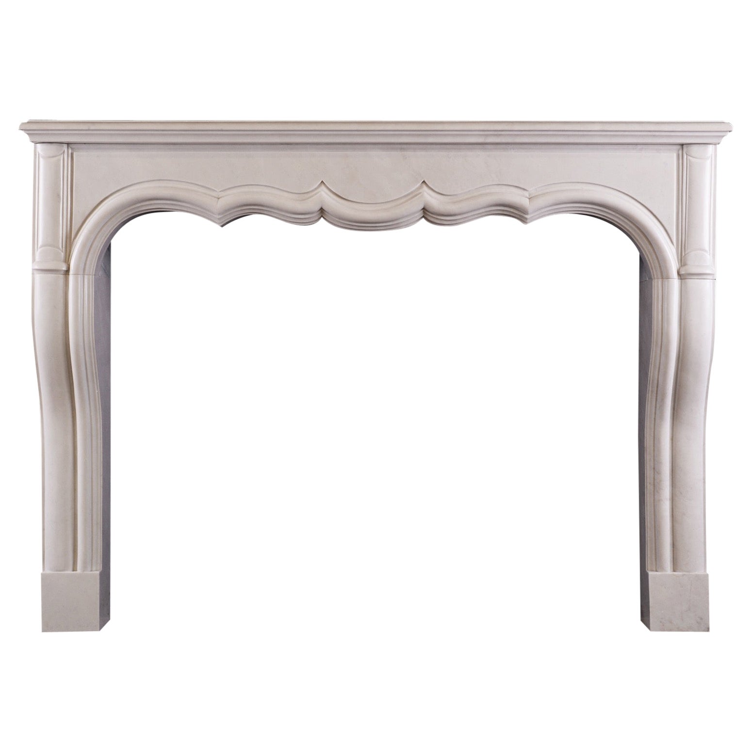 White Marble Fireplace in the Transitional French LXIV / LXV Style For Sale