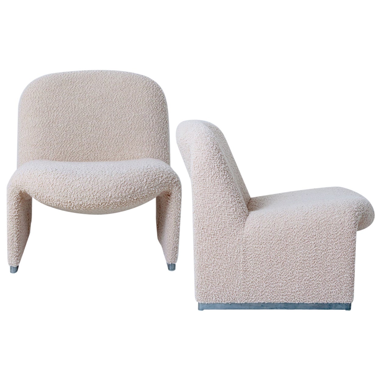 Pair of 'Alky' Chairs by Piretti New Upholstery Boucle Nimbus Dedar