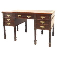 Antique English Chinese Chippendale Style Mahogany Desk