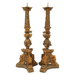 Pareja de candeleros de altar renacentistas italianos