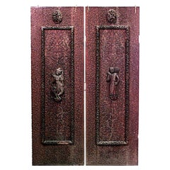 19th Century Pair of Burmese Carved Walnut Door Panels