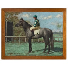 20th Century English Equestrian Oil Painting Framed
