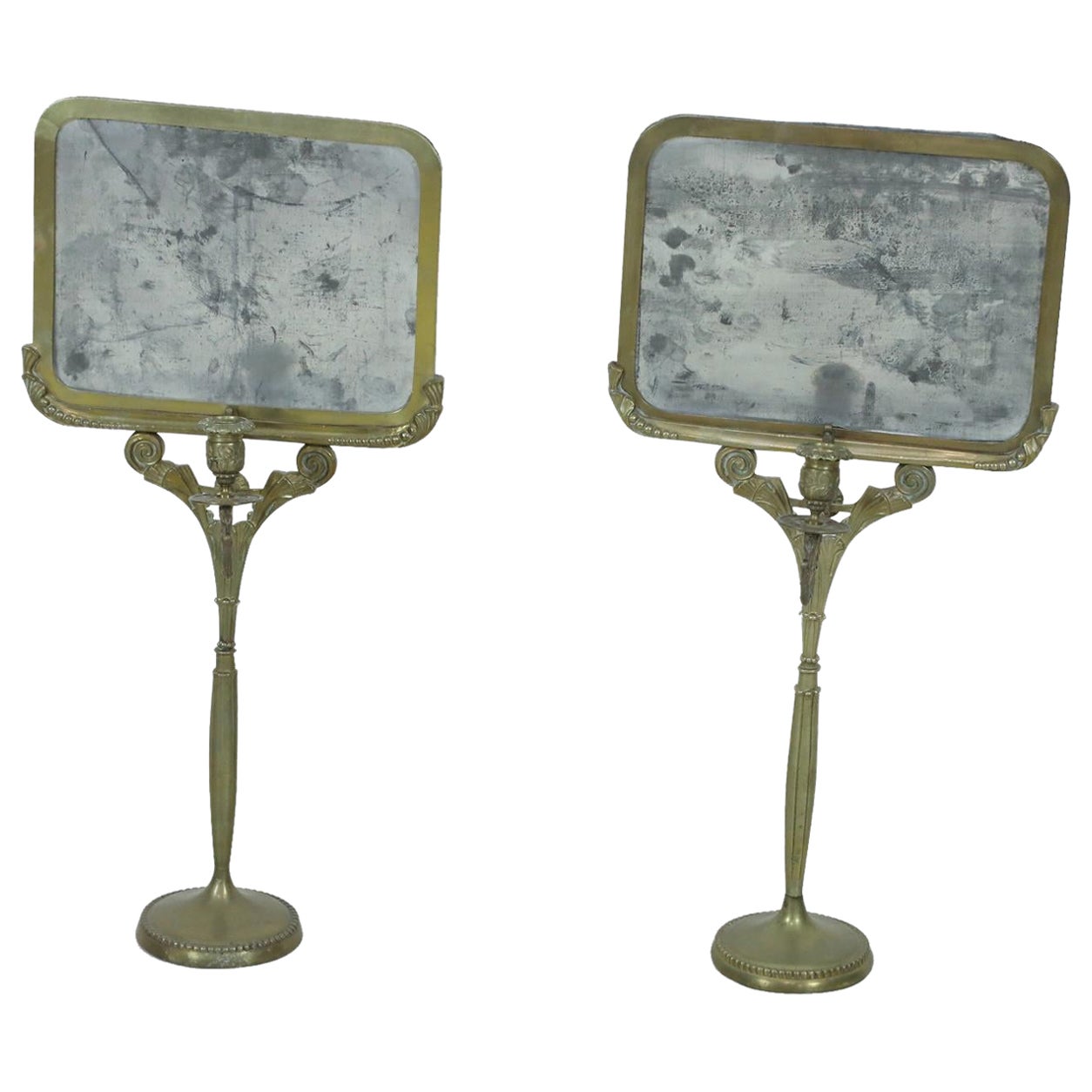 Pair of English Regency Bronze Candlestick Reflectors