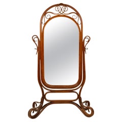 Vintage 20th Century Bentwood Oak Cheval Mirror 'Manner of Michael Thonet'