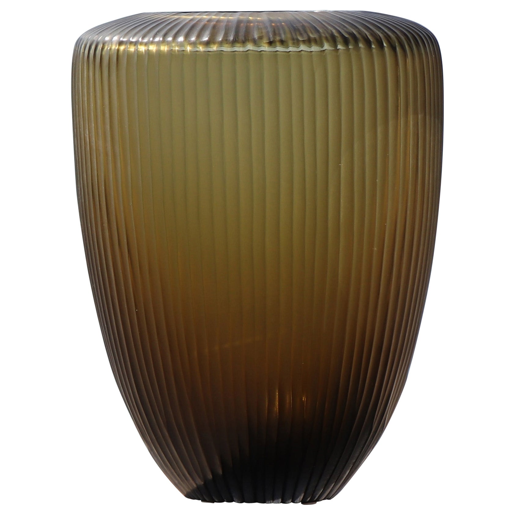 21st Century by Micheluzzi Glass Goccia Green Vase Handmade Murano Glass For Sale