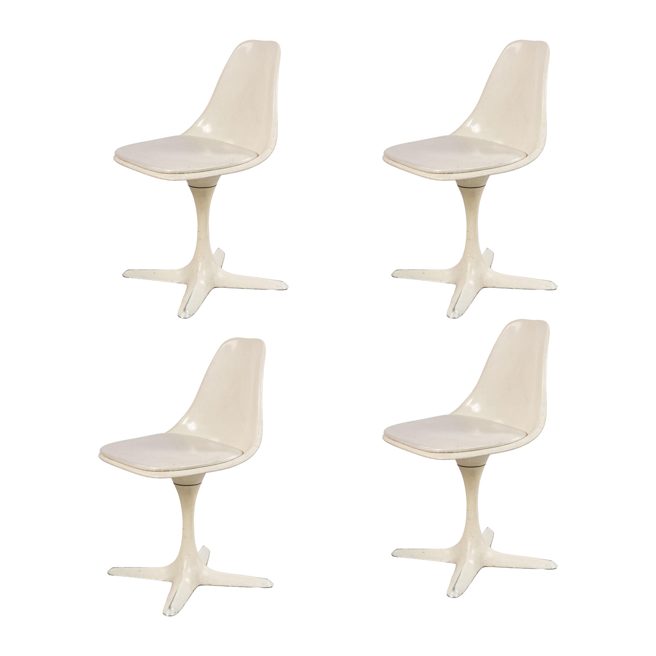 Set of 4 Mid-Century White Tulip Side Chairs For Sale