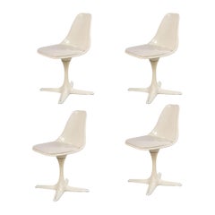 Vintage Set of 4 Mid-Century White Tulip Side Chairs