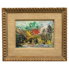 Peinture à l'huile d'un paysage dans un cadre de style vénitien