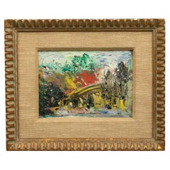 Quadro a olio di un paesaggio in una cornice in stile veneziano