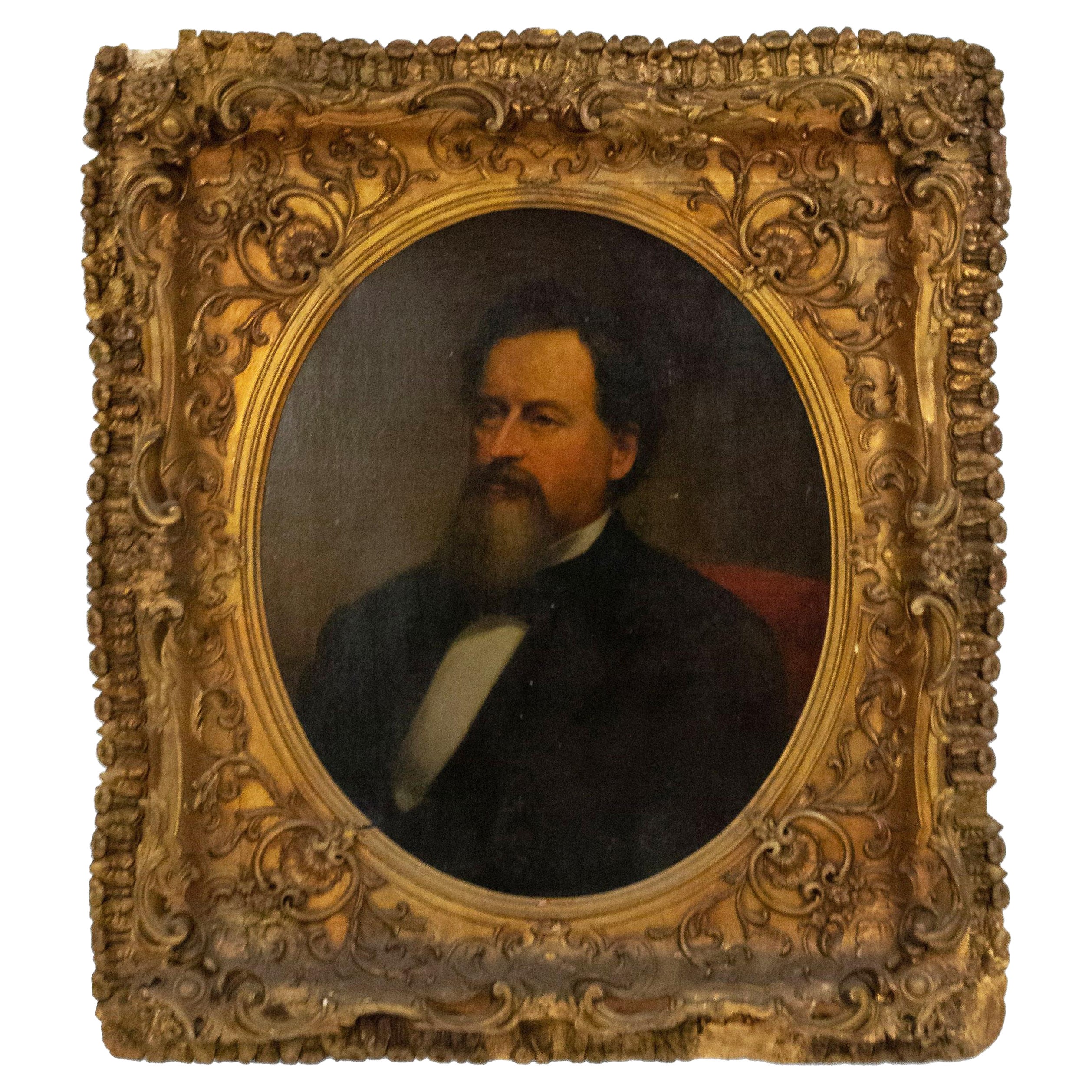 20th Century Continental Dutch Male Portrait Framed For Sale