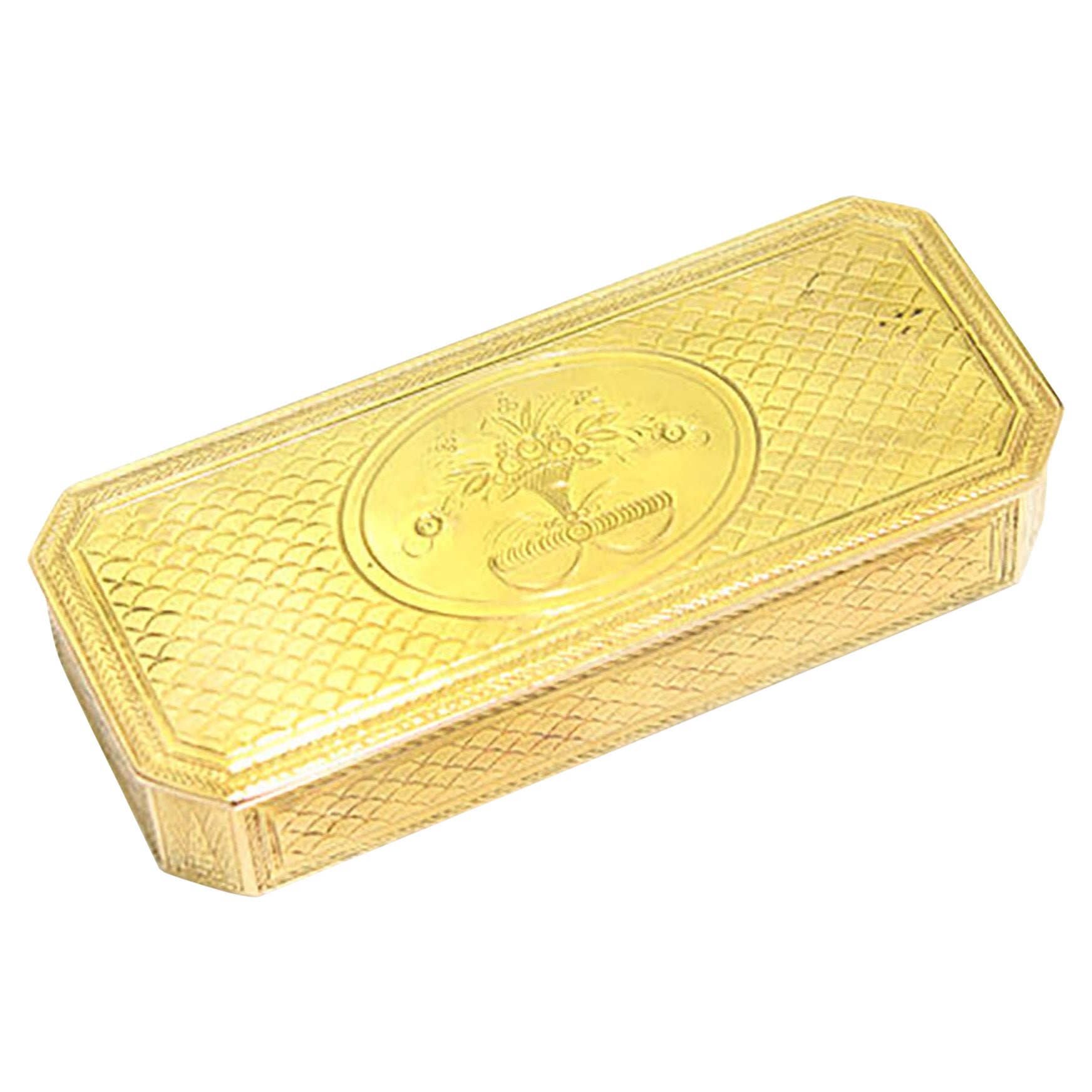 Boîte française d'antiquités en or jaune 18 carats