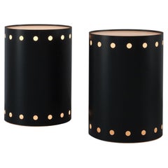 Bed Side Tables Black Dots with Lamps, Germany, circa 1965