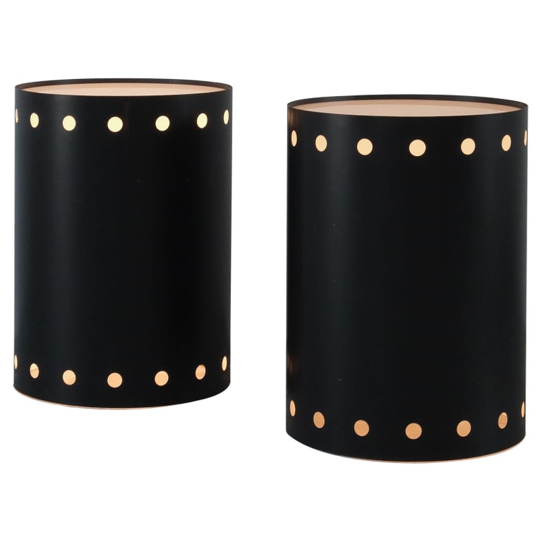 Bed Side Tables Black Dots with Lamps, Germany, circa 1965 For Sale